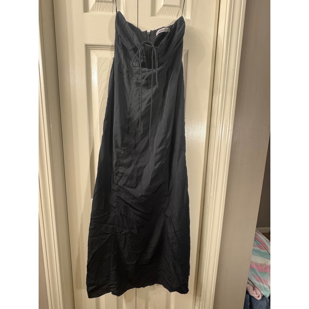 Abercrombie & Fitch Black Strapless Tie Front Midi Dress with Pockets XXSP